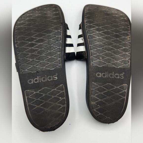 Adidas Adilette Slip On Slide Sandals Flip Flops Women's Size 8 Black & White - Picture 3 of 11